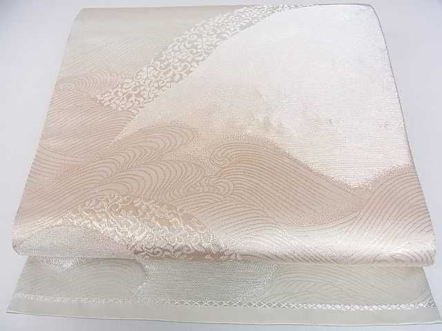 平和屋着物◎六通柄袋帯 重ね山立波花文 金銀糸 逸品 DAAD0017ar