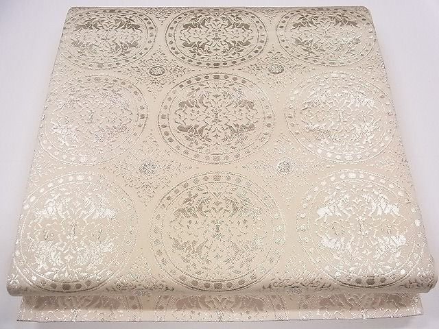 平和屋着物◎六通柄袋帯 狩猟丸文 銀糸 逸品 CAAC5050eg