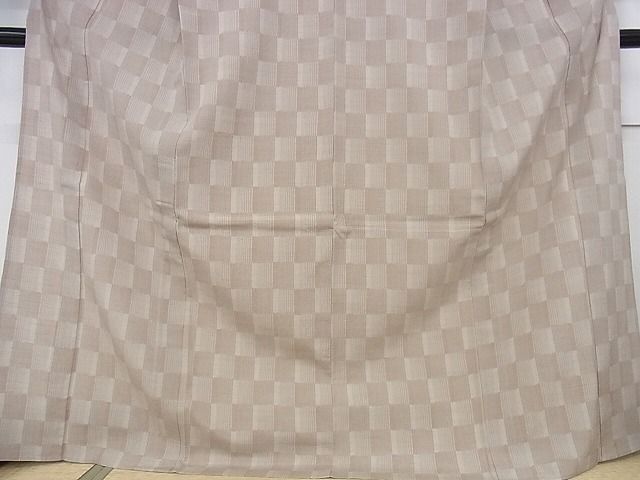 平和屋本店▽極上 結城紬 単衣 もめんちぢみ 結城屋 市松文様 証紙付き さが美扱い 綿 逸品 KAAA0791kk4