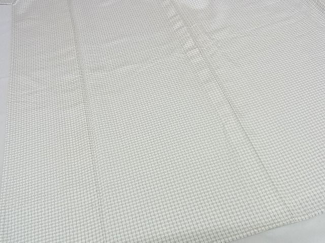 平和屋本店■極上 やまだ織 本塩沢 雪の中のきれ 単衣 格子 証紙付き ロング丈 正絹 逸品 KAAA0793kk4