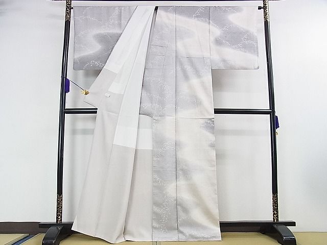 平和屋本店■極上 石川県指定無形文化財 牛首紬 白山工房 手織り 訪問着 作家物 立波文 金彩 逸品 DZAA0235kh4