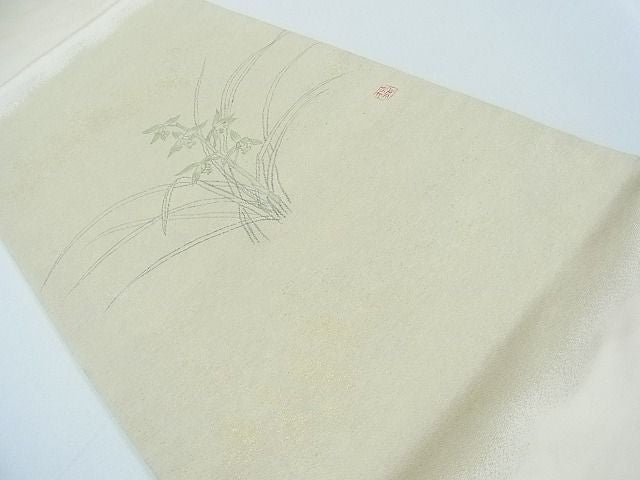 平和屋着物◎六通太鼓柄袋帯 作家物 草花文 金糸 逸品 CAAC4628in