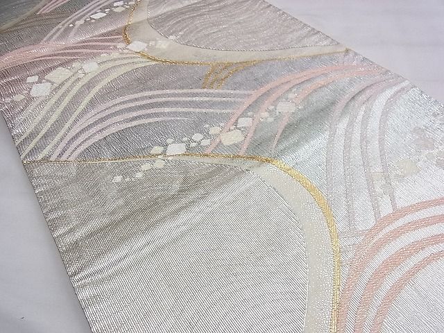 平和屋着物◎六通柄袋帯 流水箔ちらし文様 金銀糸 逸品 BAAD3419du