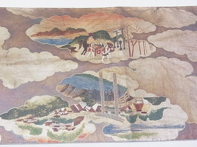 平和屋着物■太鼓柄袋帯 雲重ね風景文 金彩 逸品 CAAB3742hy