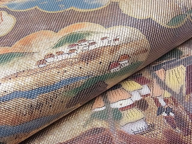 平和屋着物■太鼓柄袋帯 雲重ね風景文 金彩 逸品 CAAB3742hy