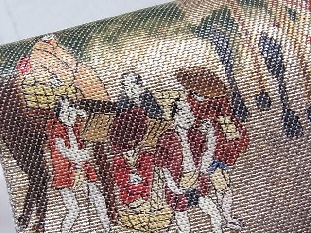 平和屋着物■太鼓柄袋帯 雲重ね風景文 金彩 逸品 CAAB3742hy