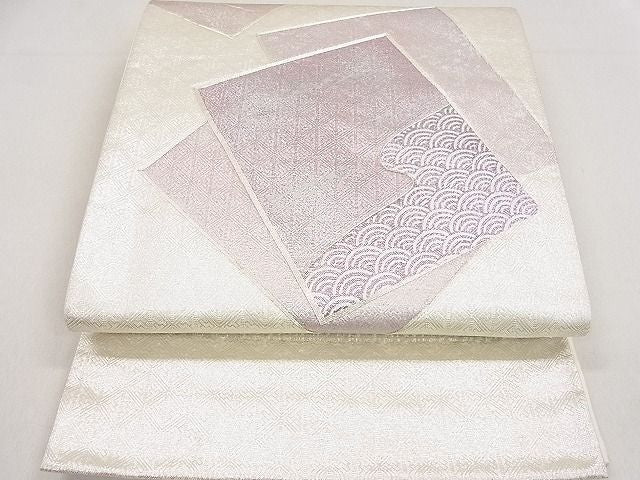 平和屋着物◎六通太鼓柄袋帯 駒刺繍 色紙重ね吉祥文 銀糸 逸品 DAAC3255mz