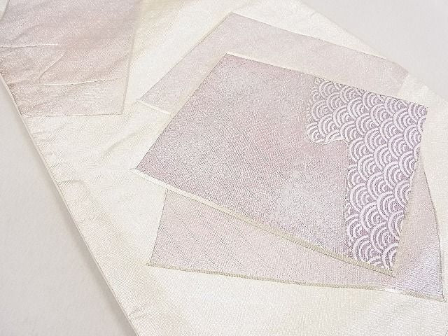 平和屋着物◎六通太鼓柄袋帯 駒刺繍 色紙重ね吉祥文 銀糸 逸品 DAAC3255mz