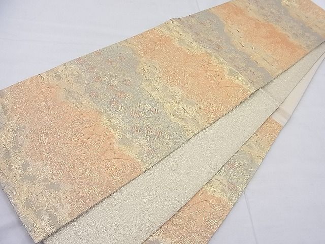 平和屋着物◎佐賀錦 六通柄袋帯 道長草花文 金糸 逸品 BAAD2430ea