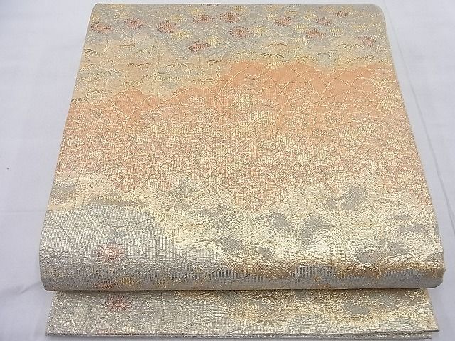 平和屋着物◎佐賀錦 六通柄袋帯 道長草花文 金糸 逸品 BAAD2430ea
