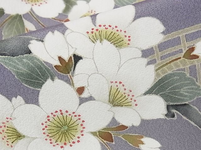 平和屋本店●極上 訪問着 友禅 人物風景文 桜柿 花見 暈し染め 正絹 逸品 KAAA0857kk4