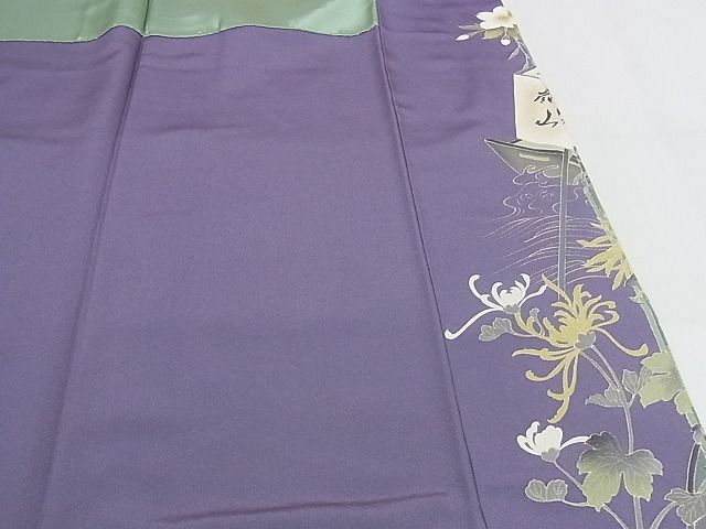 平和屋本店●極上 訪問着 友禅 人物風景文 桜柿 花見 暈し染め 正絹 逸品 KAAA0857kk4