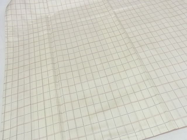 平和屋本店●極上 本場大島紬 白大島 一元絣 格子 正絹 逸品 未使用 KAAA0891kk4