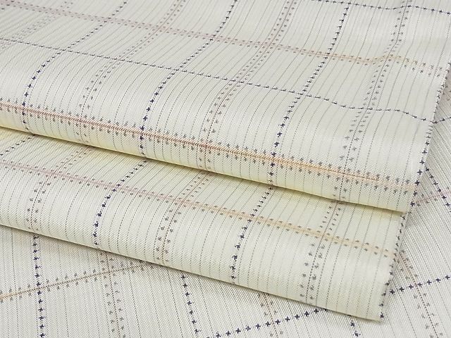 平和屋本店●極上 本場大島紬 白大島 一元絣 格子 正絹 逸品 未使用 KAAA0891kk4