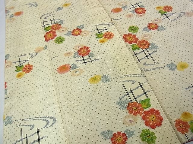 平和屋着物■上質な紬 流水草花文 逸品 DAAC7575ud