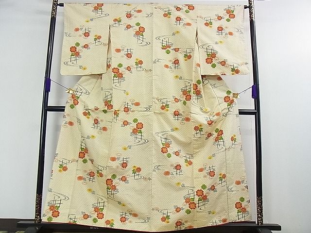 平和屋着物■上質な紬 流水草花文 逸品 DAAC7575ud