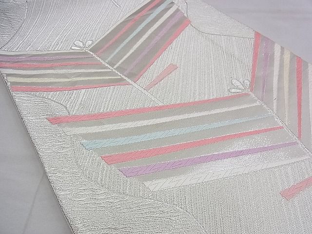 平和屋着物◎六通柄袋帯 唐織 若松葉 銀糸 逸品 BAAD5546du