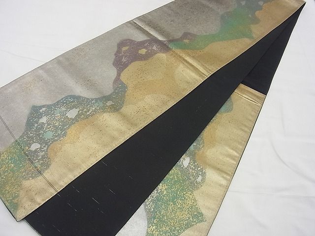 平和屋着物◎六通柄袋帯 霞文 金銀彩 引箔 逸品 BAAD1350vj