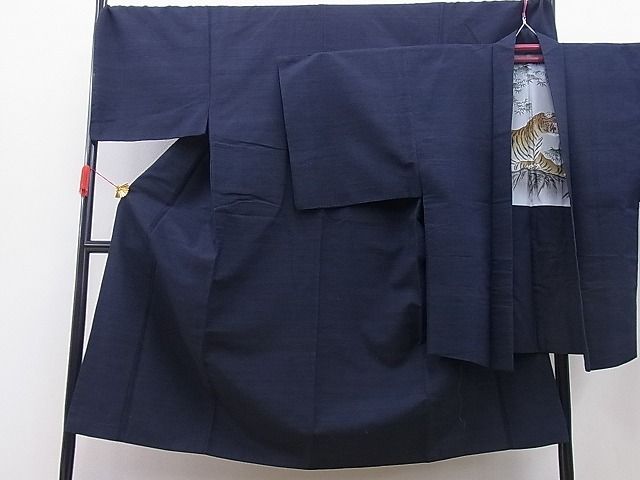 平和屋着物●男性 紬 アンサンブル 霞文 羽裏:虎 逸品 BAAD3573gh