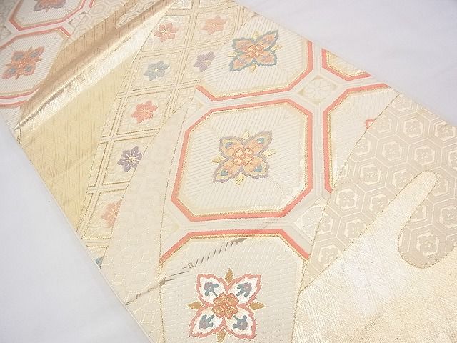 平和屋着物◎六通柄袋帯 唐織 エ霞蜀江花菱文 金糸 逸品 BAAD4630fk