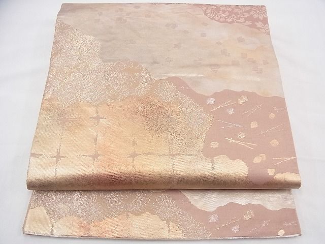 平和屋着物◎六通柄袋帯 道長花草文 金糸 逸品 BAAD4647fk