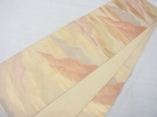 平和屋着物◎佐賀錦 六通柄袋帯 遠山霞文 金糸 逸品 BAAD1935ac