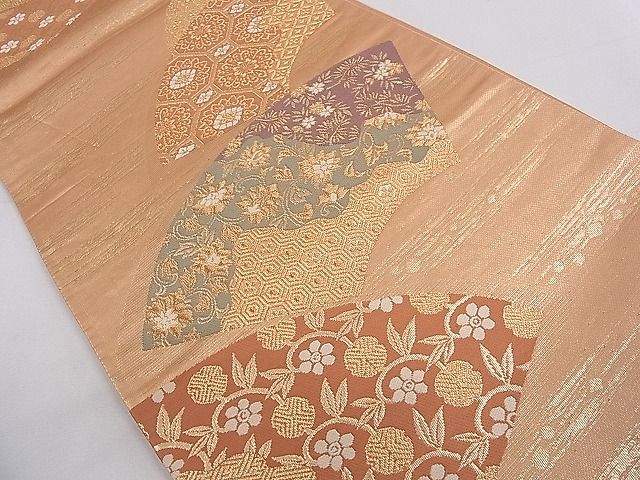 平和屋着物◎六通柄袋帯 地紙吉祥花文 金糸 逸品 CAAB2283dx