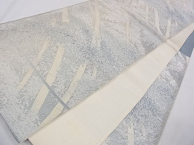平和屋着物◎六通柄袋帯 笹竹文 銀糸 逸品 CAAB2284dx