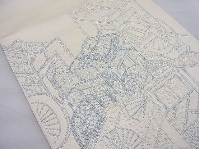 平和屋着物◎太鼓柄袋帯 総刺繍 御所車 逸品 BAAD6172ea