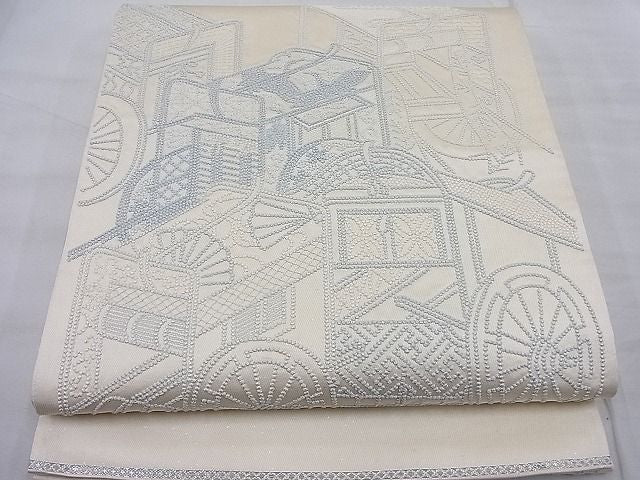 平和屋着物◎太鼓柄袋帯 総刺繍 御所車 逸品 BAAD6172ea
