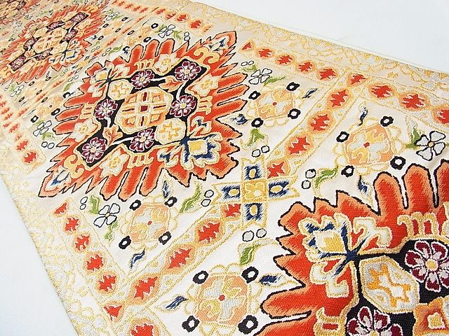 平和屋着物◎六通柄袋帯 吉祥花文 金銀糸 逸品 CAAB1465in