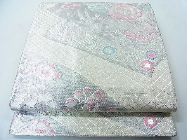 平和屋着物◎九百佐賀錦 六通柄袋帯 彩鳥寿光文 銀糸 逸品 CAAB1531in