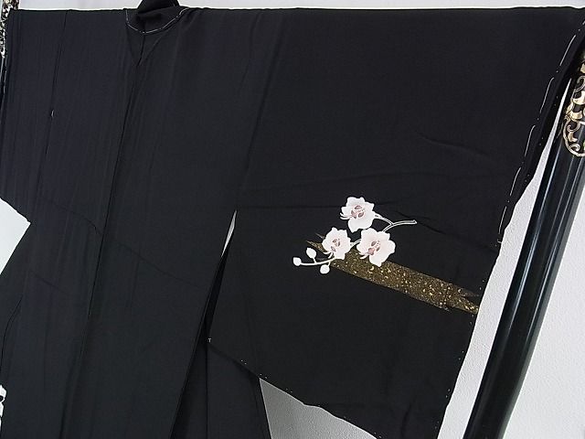 平和屋本店■極上 史上初の女性友禅師 京都府伝統産業優秀技術者 京の名工 岡山武子 訪問着 胡蝶蘭 黒地 金彩 さが美扱い 逸品 DZAA0397kh4