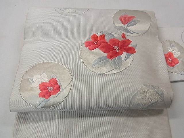 平和屋着物◎九寸名古屋帯 唐織 花丸文 銀糸 逸品 CAAB5835yk