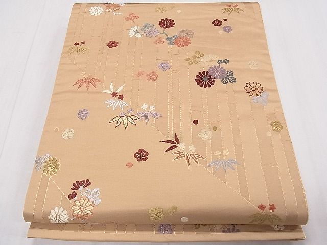平和屋着物◎六通柄袋帯 唐織 笹竹花文 金糸 逸品 CAAB0556fb