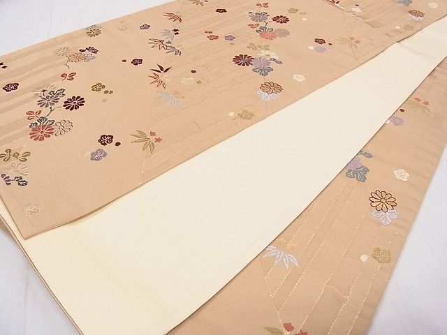 平和屋着物◎六通柄袋帯 唐織 笹竹花文 金糸 逸品 CAAB0556fb