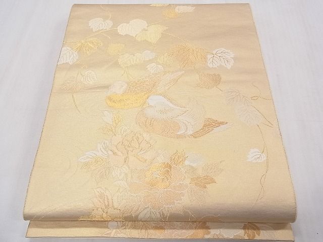 平和屋着物◎六通柄袋帯 流水鴛鴦花文 金糸 逸品 CAAB0583fb