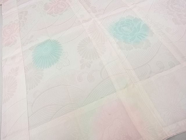 平和屋着物■上質な長襦袢 無双仕立て 立波草花文 暈し染め 逸品 DAAC3375mz