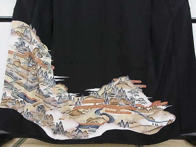 平和屋着物■豪華黒留袖 風景文 金彩 逸品 DAAC6272fe