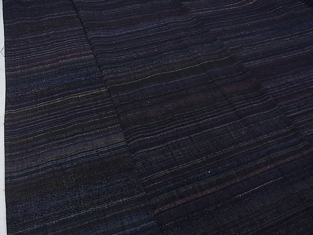 平和屋本店■希少 本場結城紬 重要無形文化財 永井千代子作 単衣 横縞 反端付き 逸品 未使用 DZAA0494kh4