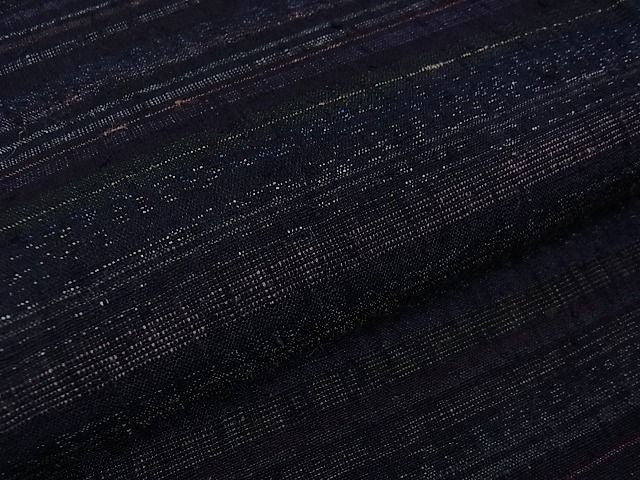 平和屋本店■希少 本場結城紬 重要無形文化財 永井千代子作 単衣 横縞 反端付き 逸品 未使用 DZAA0494kh4
