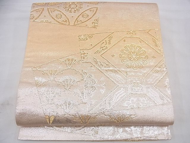 平和屋着物◎六通柄袋帯 唐織 色紙有職文様 金銀糸 逸品 BAAD8425fk