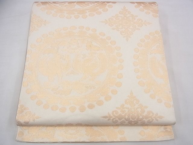 平和屋着物◎西陣 六通柄 本袋帯 向かい鳳凰丸文 金糸 逸品 BAAD8444fk