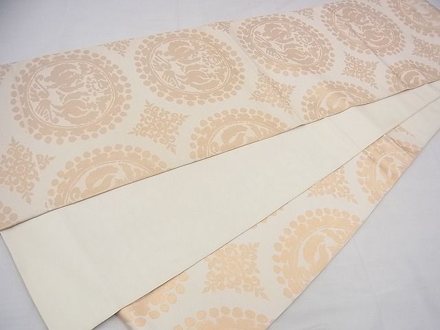 平和屋着物◎西陣 六通柄 本袋帯 向かい鳳凰丸文 金糸 逸品 BAAD8444fk