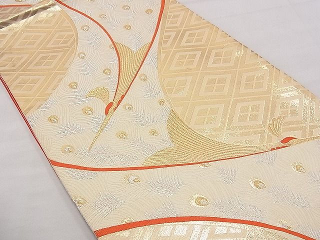 平和屋着物◎六通柄袋帯 唐織 孔雀文 九百錦 金銀糸 逸品 BAAE0014hz