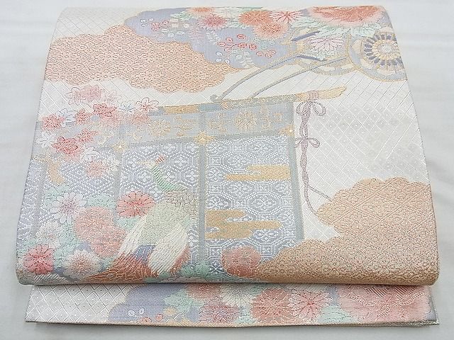 平和屋着物◎宝珠本佐賀錦 六通柄袋帯 雲取り吉祥花車文 金銀糸 逸品 BAAD7858vj