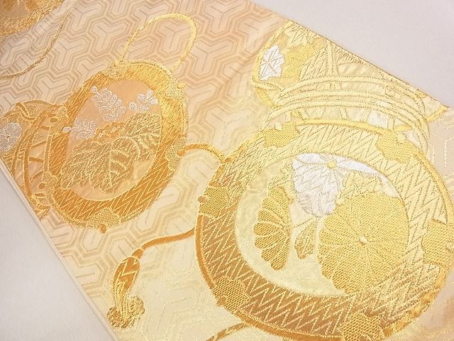 平和屋着物◎六通柄袋帯 鼓花文 金銀糸 逸品 CAAD0689eg