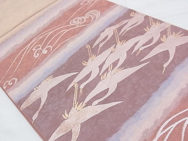 平和屋着物◎太鼓柄袋帯 飛鶴立波文 金銀糸 逸品 BAAD9945ph