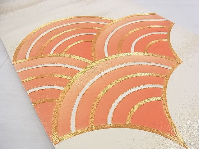 平和屋着物◎太鼓柄袋帯 駒刺繍 青海波 金糸 逸品 BAAE1115du