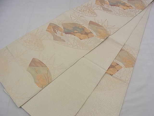 平和屋着物◎六通柄袋帯 綴れ 地紙流し 金銀糸 鈴乃屋扱い 逸品 BAAE1129du